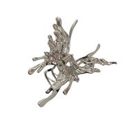 Pinza para el pelo con diseño de mariposa plateada, para coleta