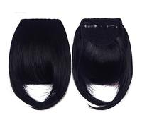 Pinza para el pelo con flequillo Bangs Hair Extensions for Women Natural Synthetic Hair Neat Flat Bangs Clip on Fringe Bangs Fashion One Clip-in Hair Extension postizos (Color : #1, Size : 8inches)