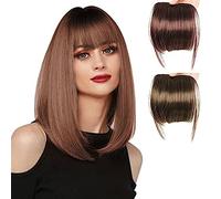 Pinza para el pelo con flequillo Bangs Hairpin - Dos piezas Bangs Clip Style Hair Extension Artificial Bangs Clip Cabello real for mujeres, adecuado for el uso diario postizos (Color : A)