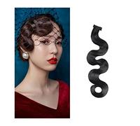 Pinza para el pelo con flequillo Finger Wave Bangs Clip In Bangs 10" Vintage Ripple Bangs Synthetic Hairpieces Black Retro Hand-pushed Bangs for Photography Cosplay Costume Party postizos (Color : A