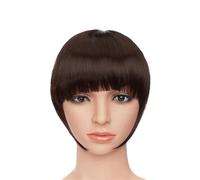 Pinza para el pelo con flequillo Flequillo falso sintético Blunt Bang Clip en extensión de cabello mujeres Blunts pelo con flecos negro marrón flequillo 2 Clips Clip de flequillo en el cabello(Color:D