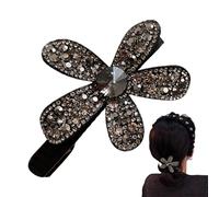 Pinza Para El Pelo Con Flor De Strass Horquilla De Metal Brillante Pico
