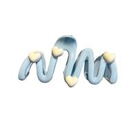 Pinza para el pelo con forma de corazón azul para mujer, horquilla acrílica irregular, color crema