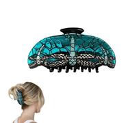 Pinza para el pelo con forma de lámpara de vitral vintage, pinza para el pelo con diseño de jardín de flores para mujer, pinza floral con estampado de flores de colores, elegante accesorio (#F)