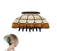 Pinza para el pelo con forma de lámpara de vitral vintage, pinza para el pelo con diseño de jardín de flores para mujer, pinza floral con estampado de flores de colores, elegante accesorio (#C)