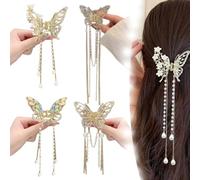 Pinza para el pelo con forma de mariposa y campana, orquídea, con borlas, accesorios para el pelo, L4E0, hebilla para cola de caballo, cabeza de pasador de cangrejo Hai