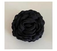 Pinza para el pelo con forma de rosa 2 pinzas for el pelo de tela con forma rosa gigante, elegantes y exageradas(Black 12cm)