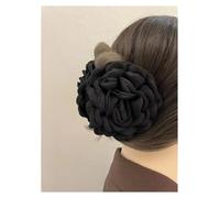 Pinza para el pelo con forma de rosa 2 pinzas for el pelo de tela con forma rosa gigante, elegantes y exageradas(Black-10cm)
