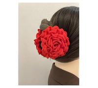 Pinza para el pelo con forma de rosa 2 pinzas for el pelo de tela con forma rosa gigante, elegantes y exageradas(Red-10cm)