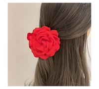 Pinza para el pelo con forma de rosa 2 pinzas for el pelo de tela con forma rosa gigante, elegantes y exageradas(Red-8cm)