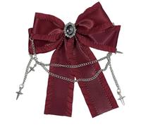 Pinza para el pelo con lazo de encaje con cadena decorada con dije de estrella para festivales de música y fiestas de anime, atuendo diario, clip de encaje para el pelo