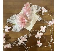Pinza para el pelo con lazo de encaje, tocados florales para boda, para mujeres, niñas, novias, damas de honor (rosa)