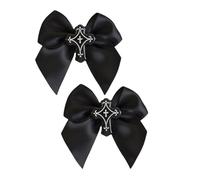 Pinza para el pelo con lazo gótico Y2K estilo balletcore oscuro, pinzas planas para el pelo