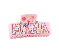 Pinza para el pelo con letras para mamás, pinza translúcida para el pelo con diseño de gran tamaño y sujeción de resorte para recogidos rápidos, clip de mandíbula de letra, clip translúcido de resorte