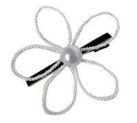 Pinza para el pelo con perlas artificiales y flores, horquilla francesa para niña, pasadores trenzados, clip para moldear el cabello femenino, decoración lateral