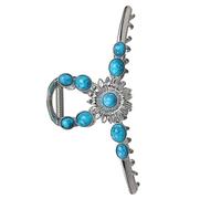 Pinza para el pelo con piedras preciosas azules, pinzas occidentales para mujer - Sombreros con pinza para el cabello vintage | Tocado de mascarada floral con gema vintage de metal antideslizante