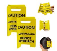 Pinza para el pelo con señal de precaución sobreestimulada, pinza para el pelo de precaución amarilla, sujeta a tu pareja, estoy sobreestimulado, no te acerques a las pinzas para las garras (2pcs)