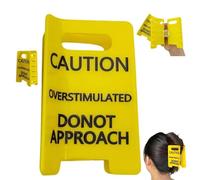 Pinza para el pelo con señal de precaución sobreestimulada, pinza para el pelo de precaución amarilla, sujeta a tu pareja, estoy sobreestimulado, no te acerques a las pinzas para las garras (1pcs)