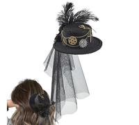 Pinza para el pelo con velo de encaje,Engranajes para pinzas para el pelo | Piezas de pelo vintage Steampunk con velo de encaje - Tocados de fiesta elegantes, accesorios góticos únicos para el cabello