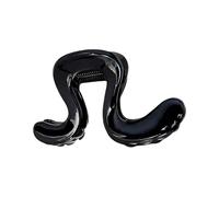 Pinza para el pelo curvada de acrílico para cola de caballo, color negro | Dientes interiores, bisagra de resorte, sujeción ordenada para viajes, escuela, mujeres, peinado diario del cabello, peinados