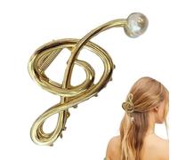 Pinza para el pelo de clave de sol con perla - Pinza de garra de nota