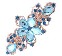 Pinza para el pelo de diamante de cristal flor azul lago, Pinza para el cabello para las mujeres Accesorios para el cabello, Barettes para el cabello, Pinzas de pelo trenzado de piedra de cristal