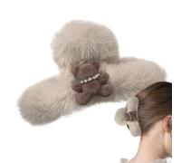 Pinza para el pelo de felpa peluda,Horquillas de animales | Pinzas para el cabello grandes portátiles, pasador de captura de pelo de oso de peluche para mujeres y niñas, regalo de cumpleaños