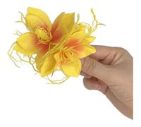 Pinza para el pelo de flor de jazmín para mujer, flequillo lateral, pasador floral hecho a mano con diseño de tela ligera para fotografía de playa y uso diario, cabello elegante (amarillo)