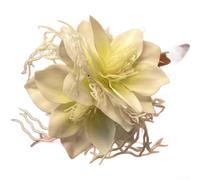 Pinza para el pelo de flor de jazmín para mujer, flequillo lateral, pasador floral hecho a mano con diseño de tela ligera para fotografía de playa y uso diario, cabello elegante (blanco)