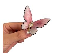 Pinza para el pelo de mariposa con perlas de cristal elegante de los años 2000, clip lateral elaborado con perlas brillantes, mariposa balletcore