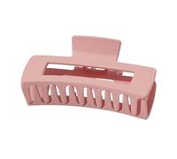 Pinza para el pelo de moda para mujer, de plástico, con dientes antideslizantes, fuerte clip para la parte posterior de la cabeza con textura esmerilada, color rosa