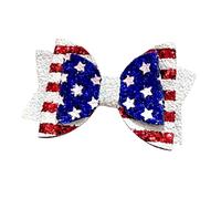 Pinza para el pelo de tela con purpurina, diseño de rayas rojas, blancas y | Agarre de pico de pato para niñas, aspecto de fiesta y uso diario, diseño de rayas de estrellas para fotos de fiesta de