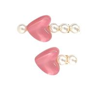 Pinza para el pelo, fijación estable no dañina, resina con perlas de imitación de alto brillo y corazón de gelatina rosa, accesorio para el cabello estilo princesa para mujer (rosa)