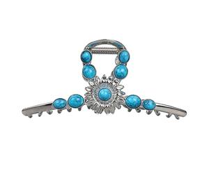 Pinza para el pelo hecha a mano con piedras preciosas, accesorio para el cabello con gemas azules, horquilla retro con diamantes de imitación, clip de estilo antiguo con piedras, elegante atrapador