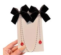 Pinza para el pelo para niña con doble lazo, perlas largas, borlas, pasadores laterales para el pelo para niños, uso diario