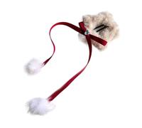 Pinza para el pelo para niñas, diseño de estrella y pompón, tocado peludo con cinta y corazón para niños