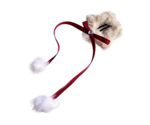 Pinza para el pelo para niñas, diseño de estrella y pompón, tocado peludo con cinta y corazón para niños