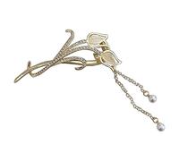 Pinza para el pelo trenzada para mujer, con colgante de flor de cristal, pasadores de pelo de metal, soporte para coleta de caballo, accesorio para cola de caballo