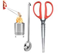 Pinza para troncos de leña de fuego | Garra granular de mango largo | Tenazas para leña de - para exteriores, estufas de campo, camping y playa