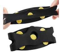 Pinza para zapatos, silicona + acero, 5.9 x 2.9 x 1 pulgadas, tacos de hielo antideslizantes, tracción de 5 dientes, crampones portátiles plegables, agarre ajustable para zapatos de invierno para