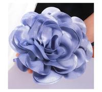 Pinza Pelo Flor Tela Horquilla for el pelo con flores de satén grandes hechas a mano 19 cm for pasarela o escenario(Blue,With brooches)