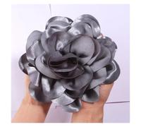 Pinza Pelo Flor Tela Horquilla for el pelo con flores de satén grandes hechas a mano 19 cm for pasarela o escenario(SilveBlue,With brooches)