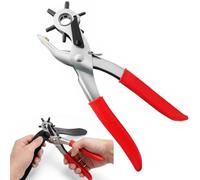 Pinza perforadora de cuero, 2.5-5 mm perforadora redonda con 6 tamaños de punzón de cinturón profesional, pinza perforadora giratoria, para cinturones, pulseras, tarjetas, cuero, papel, plástico