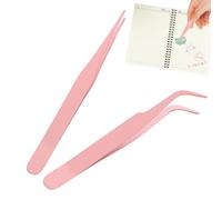 Pinzas adhesivas para álbumes de recortes, pinzas para manualidades, pinzas de pestañas, pinzas para arte de uñas, 2 pinzas rectas de acero inoxidable para álbumes de recortes, pinzas de punta para