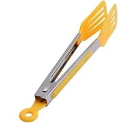 pinzas, Alicates de cocina acero inoxidable premium con cabeza silicona amarilla