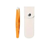 Pinzas anaranjadas de la ceja del acero inoxidable con el retiro indoloro pelo punta precisión caso blanco para Cejas, Pestañas, Vellos Encarnados