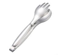 Pinzas antideslizantes de acero inoxidable aptas para servir pan de ensalada de carne con agarre ergonómico y mecanismo de resorte para cocinar y para barbacoa (plateado)