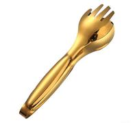 Pinzas antideslizantes de acero inoxidable para servir pan de ensalada de carne con agarre cómodo y mecanismo de resorte, adecuadas para barbacoa y cocina (dorado)