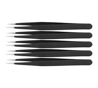 Pinzas antiestáticas de acero inoxidable, herramienta de recolección, accesorios de costura, color negro, 5 uds. (Pinzas rectas)
