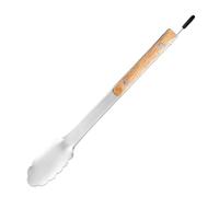 Pinzas barbacoa Pinzas de acero inoxidable con mangos madera resistentes al calor, antiescaldaduras for carne, barbacoa, parrilla y pan(12-wooden handle)
